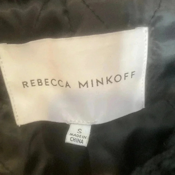 $378 Rebecca Minkoff Teddy Black Moto Biker Aviator Faux Fur Jacket Coat size S​ - Picture 3 of 9